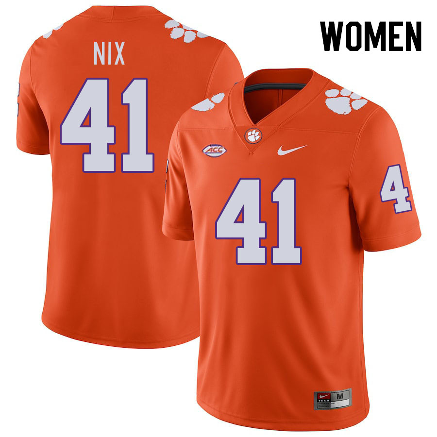 Women's Clemson Tigers Caleb Nix #41 College Orange NCAA Authentic Football Stitched Jersey 23HN30JG